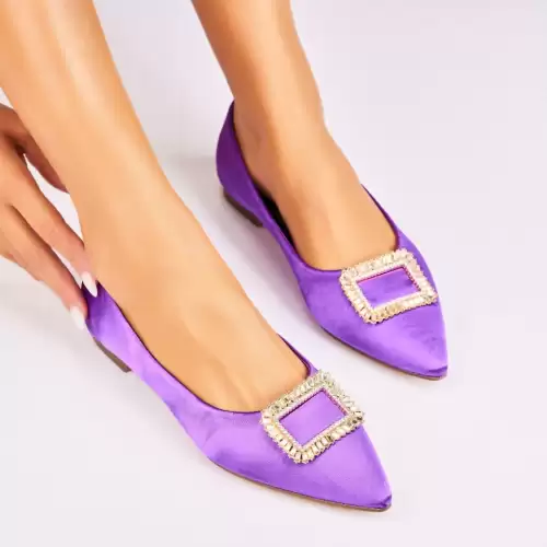 Pantofi dama casual Mov din Satin Kathryn