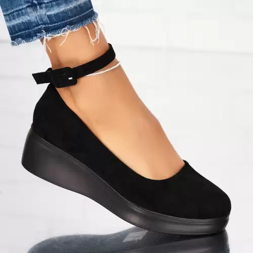 Pantofi dama casual Negri din Piele Ecologica Intoarsa Tamara2