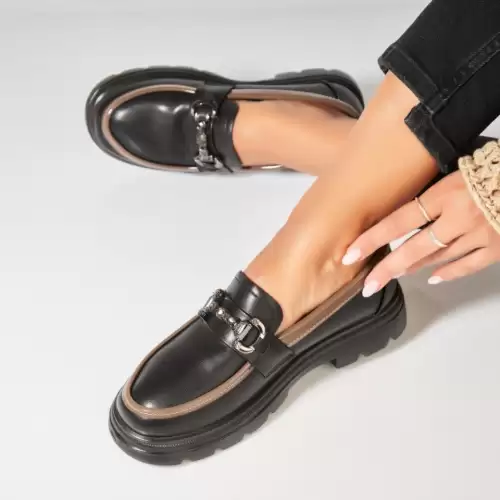 Pantofi dama casual Negri din Piele Ecologica Lyddie