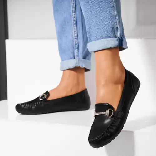 Pantofi dama casual Negri din Piele Ecologica Savio