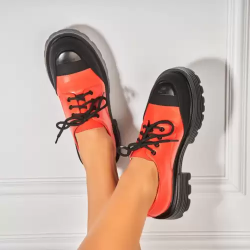 Pantofi dama casual Portocalii din Piele Ecologica Heidi