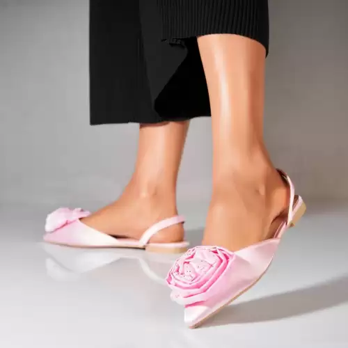 Pantofi dama casual Roz din Satin Nikola