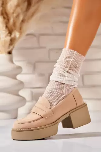 Pantofi dama cu platforma Bej din Piele Ecologica Intoarsa Shyra