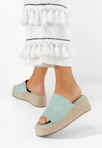 Papuci cu platforma Sitema turcoaz