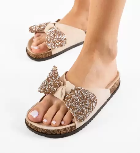 Papuci dama Jagoda Bej