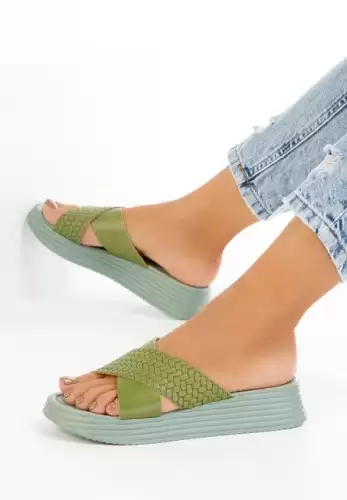 Papuci dama piele Grado V1 verzi