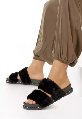 Papuci de casa pufosi Kaila Negri