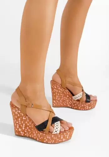 Sandale cu platforma maro Dixie