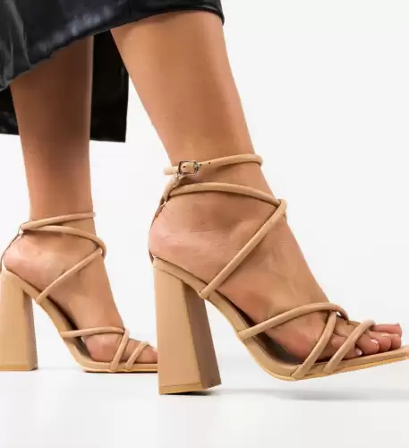 Sandale cu toc Amber Bej