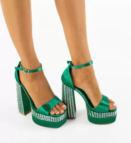 Sandale cu toc Bersomna Verzi