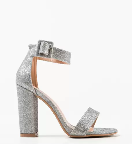 Sandale cu toc Bruno Argintii