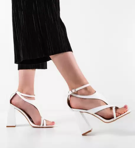 Sandale cu toc Dilara Albe