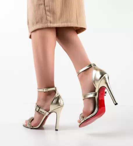 Sandale cu toc Fadana Aurii