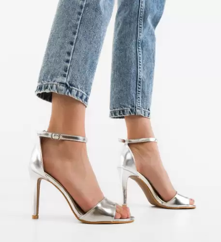 Sandale cu toc Giusia Argintii