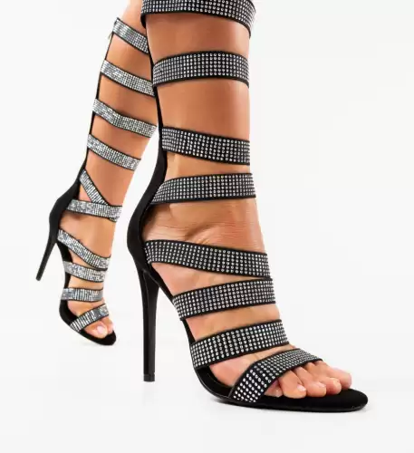 Sandale cu toc Leta Negre 2