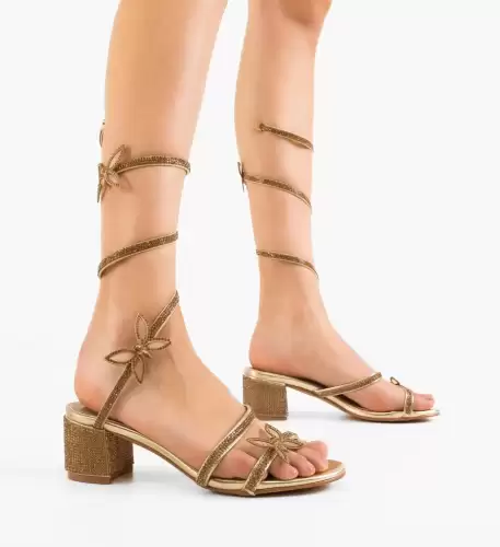 Sandale cu toc Margret Aurii