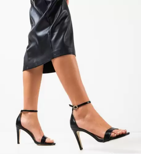 Sandale cu toc Rekoman Negre