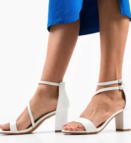 Sandale cu toc Sanpe Albe