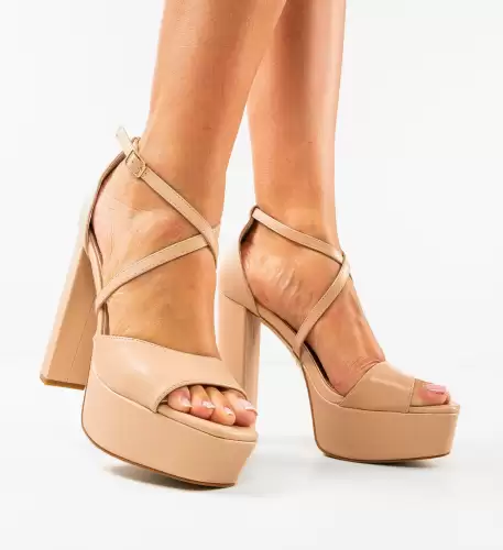 Sandale cu toc Stella Nude