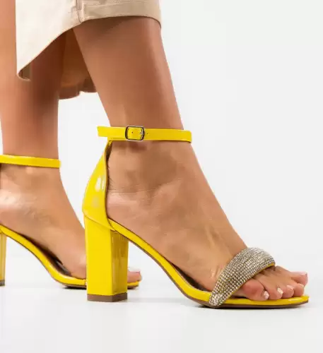 Sandale cu toc Takent Galbene