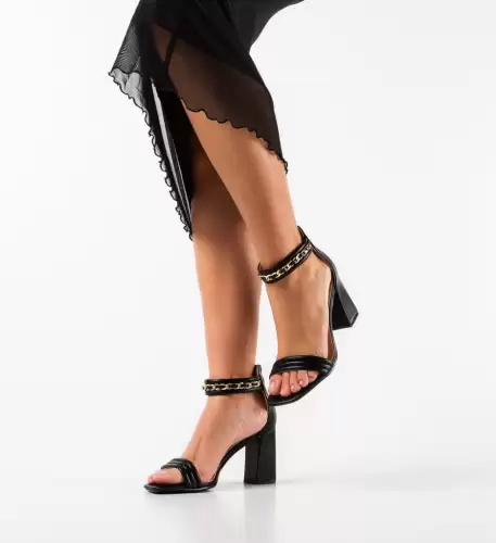 Sandale cu toc Unitar Negre