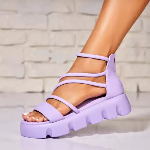 Sandale dama cu platforma Mov din Piele Ecologica Zyrie