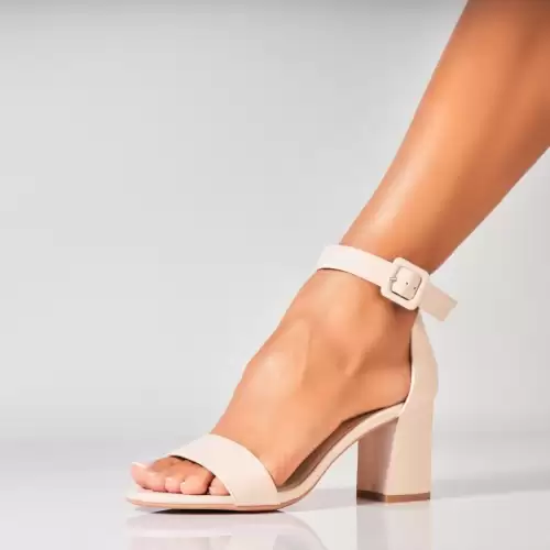 Sandale dama cu Toc Bej din Piele Ecologica Jophie