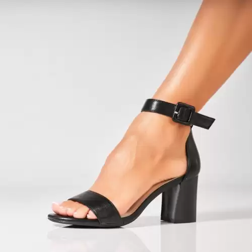 Sandale dama cu Toc Negre din Piele Ecologica Jophie