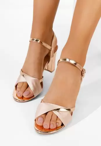 Sandale elegante cu toc gros Corsa champagne