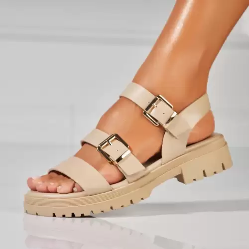 Sandale fara Toc din Piele Ecologica dama Bej Hanya