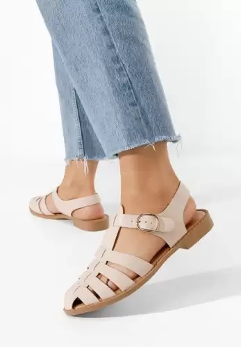 Sandale fara toc Lethia bej