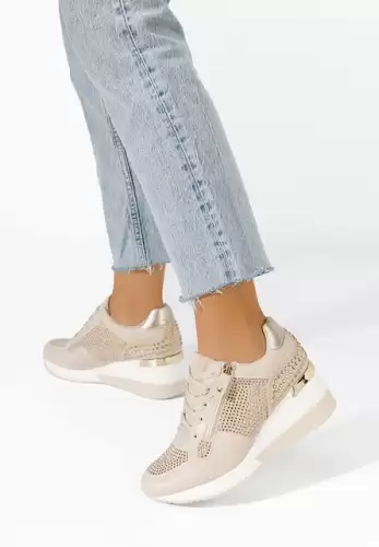 Sneakers cu platforma Karena bej