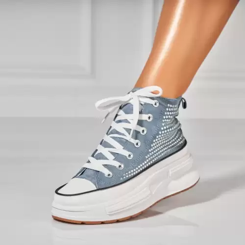 Sneakersi dama Piele Ecologica Intoarsa Albastri Anay