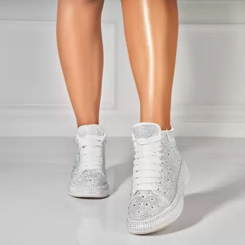 Sneakersi dama Piele Ecologica Intoarsa Albi Jaze